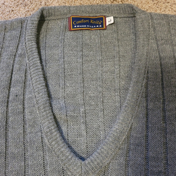 Cable Knit V-Neck Sweater Vest Men's Large Vintage - Picture 4 of 7